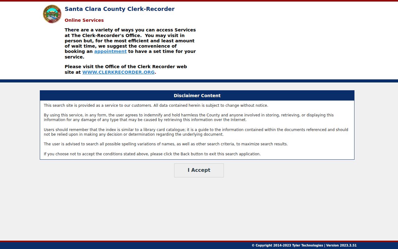 Santa Clara people search Clerk-Recorder self-service index
