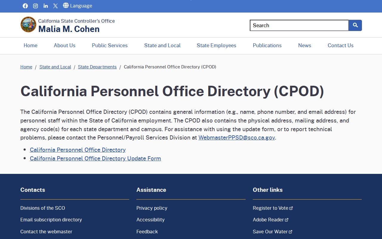 Santa Clara people directories source showing California personnel office contacts