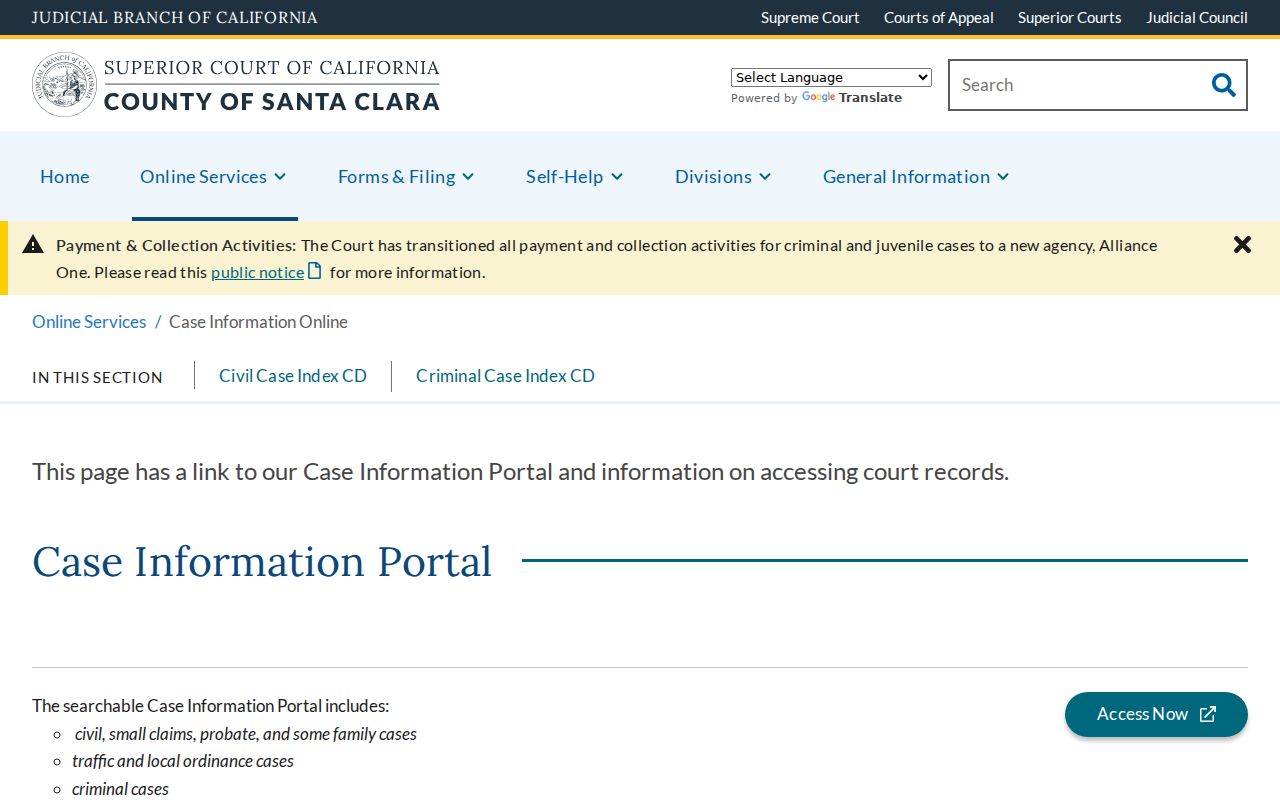 Santa Clara public records court case access channels